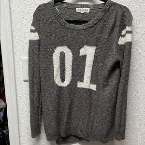 Pink Rose Charcoal Sweater with White Numbers